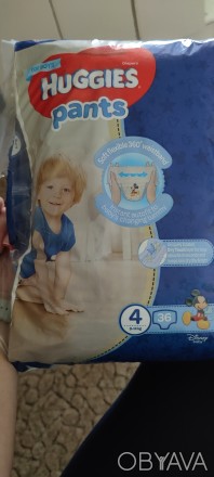 Продам памперсы трусики Haggies 4 (9-14 кг) для мальчика, упаковка открыта, в уп. . фото 1