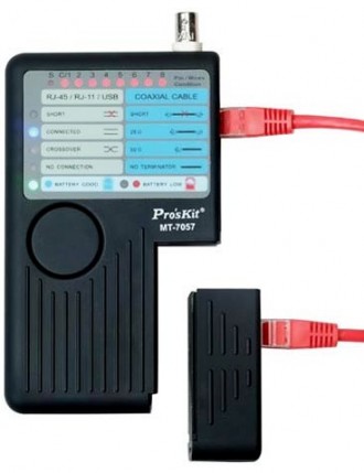 MT-7057 тестирует наружные и скрытые кабели RJ-11, RJ-45, USB и BNC. В комплект . . фото 2