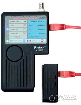 MT-7057 тестирует наружные и скрытые кабели RJ-11, RJ-45, USB и BNC. В комплект . . фото 1