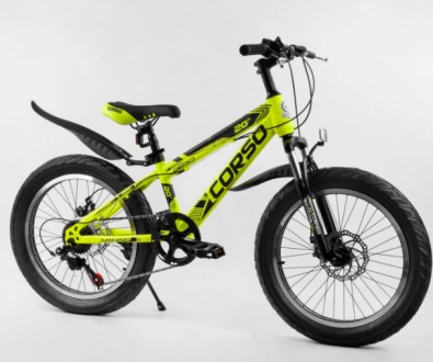 Детский спортивный велосипед 20’’ CORSO «AERO» стальная рама 11.5`` 38200 салат. Одесса. фото 1 Детский спортивный велосипед 20’’ CORSO «AERO» стальная рама 11.5`` 38200 салат. Одесса. фото 1