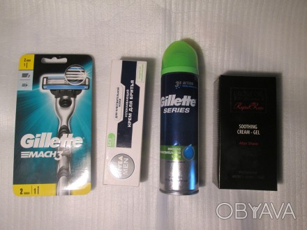Набір для гоління, бритва Gillette Mach 3 + 2 касети, гель для гоління Gillette . . фото 1