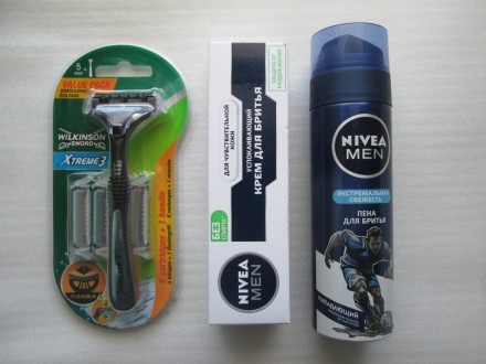 Wilkinson Sword Xtreme 3, NIVEA MEN Shaving Cream for MEN піна, крем гоління. Львов. фото 1 Wilkinson Sword Xtreme 3, NIVEA MEN Shaving Cream for MEN піна, крем гоління. Львов. фото 1