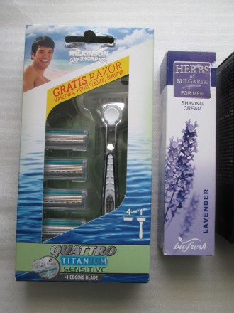 Набір для гоління, бритва Wilkinson Sword Quattro Sensitive + 4 касет, HERBS of . . фото 3