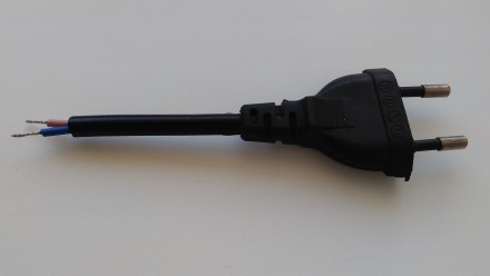Вилка штепсельна 2.5А з кабелем 2x0.75 і лудженими контактами - тестова вилка, я. . фото 2