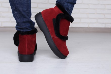 Невысокие ботинки бордового цвета, выполнены из качественно продублированной зам. . фото 4