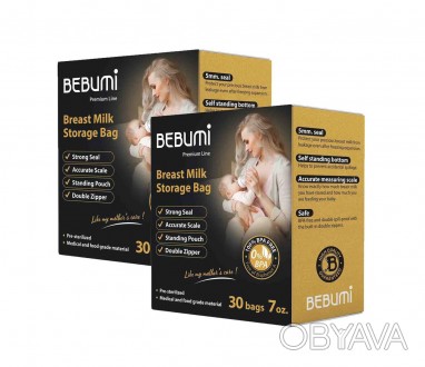 Два комплекта пакетов для хранения грудного молока Bebumi Pro (60 штук) предназн. . фото 1