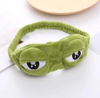 
Комплект повязка, обруч и маска для сна Лягушонок Пепе 3D (Жабка, лягушка, жаба. . фото 2