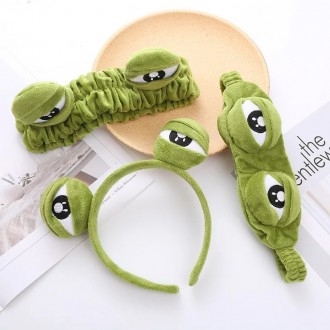 
Комплект повязка, обруч и маска для сна Лягушонок Пепе 3D (Жабка, лягушка, жаба. . фото 3