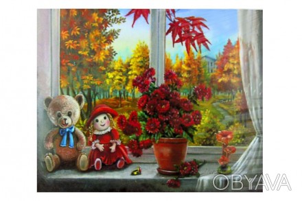 Картина по номерам на дерев'яному панно 40*50см Іграшки на вікні ООПТ в коробці . . фото 1