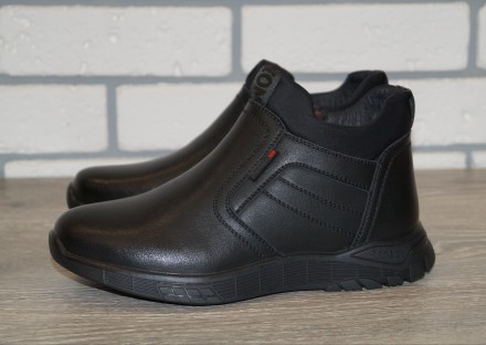 Модные зимние ботинки чёрного цвета. 

Ботинки пошиты из качественной искусств. . фото 2