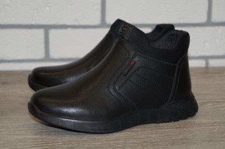 Модные зимние ботинки чёрного цвета. 

Ботинки пошиты из качественной искусств. . фото 3