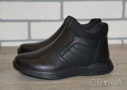 Модные зимние ботинки чёрного цвета. 

Ботинки пошиты из качественной искусств. . фото 1