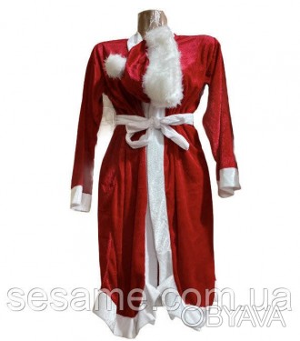 Дитячий новорічний костюм Дідусь Мороз стрейч-велюр.
Довжина виробу 90см,плечі 1. . фото 1