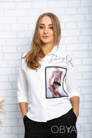 
Легкая блузка Bessime, производство Турция. Цвет блузки белый c принтом. Матери. . фото 1