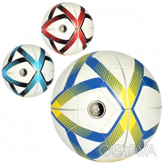 Мяч футбольный EV 3304 (30шт) размер 5, ПВХ 1,8мм, 32панели, 300-320г, 3цвета, в. . фото 1