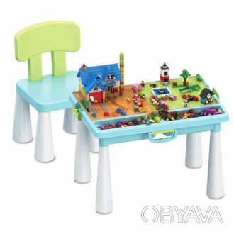 Игровой столик для детей от 3 лет с конструктором и стульчиком, содержит 515 дет. . фото 1