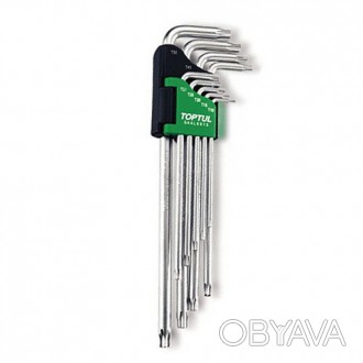 Г-образные ключи TORX TOPTUL T10-T50 9ед. супердлинные с отверстием GAAL0915 - T. . фото 1