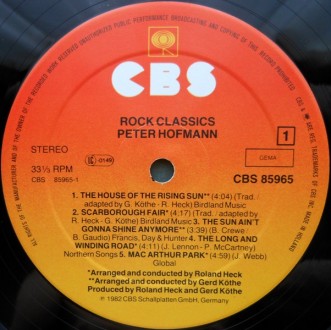 Peter Hofmann - Rock Classics.
Лейбл: CBS – CBS 85965.
Формат: Пластинки. . фото 4
