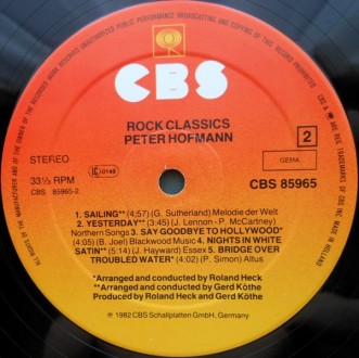 Peter Hofmann - Rock Classics.
Лейбл: CBS – CBS 85965.
Формат: Пластинки. . фото 5