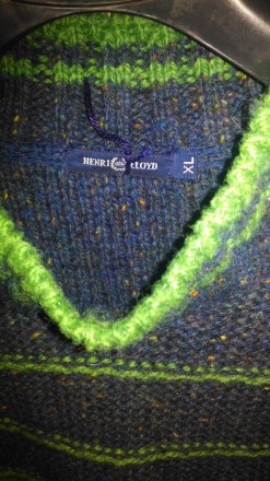Продам мужской свитер темно-синего цвета с зелеными полосами. Шерсть. На размер . . фото 5