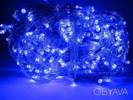 Гирлянда LED синяя 300 ламп Длина 16м на прозрачном проводе продается оптом с до. . фото 1