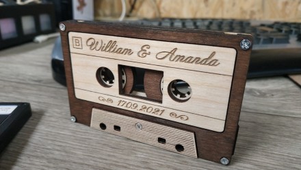 Аудиокассеты (cassette) - Деревянная кассета Spotify. Размер оригинала.Гравировк. . фото 5