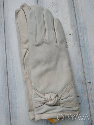 Женские комбинированные перчатки кожа+замша с дефектом
