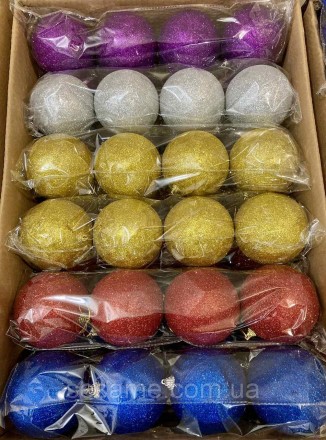 Ёлочные игрушки новогодние шары 2021 Новый Год d 100mm 4шт/упаковка Цветной шар
. . фото 2
