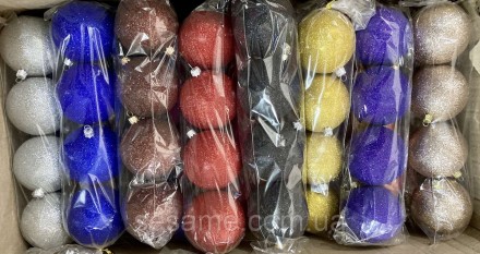 Ёлочные игрушки новогодние шары 2021 Новый Год d 100mm 4шт/упаковка Цветной шар
. . фото 3