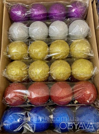 Ёлочные игрушки новогодние шары 2021 Новый Год d 100mm 4шт/упаковка Цветной шар
. . фото 1