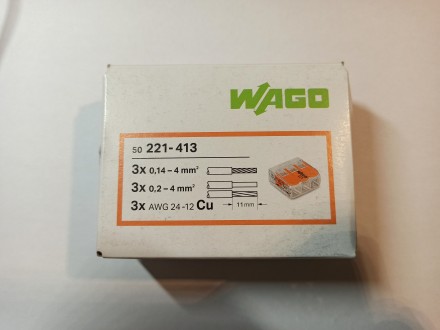Клеммники электрические Wago 221 серии Германия, оригинал
2е - по 6,5 грн. за ш. . фото 3
