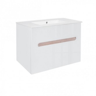 Комплект Qtap Virgo 800х580х437 White/Whitish oak тумба подвесная + раковина вре. Киев. фото 1