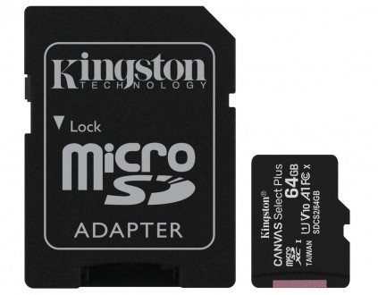 Карта памяти Kingston Canvas Select Plus microSDXC 64GB class 10 A1 UHS-1, с SD-. Дніпро. фото 1 Карта памяти Kingston Canvas Select Plus microSDXC 64GB class 10 A1 UHS-1, с SD-. Дніпро. фото 1