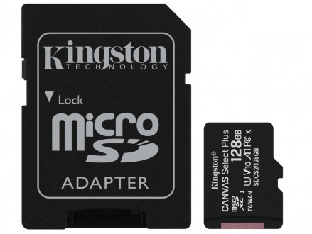 Карта памяти Kingston Canvas Select Plus microSDXC 128GB class 10 A1 UHS-1, с SD. Дніпро. фото 1 Карта памяти Kingston Canvas Select Plus microSDXC 128GB class 10 A1 UHS-1, с SD. Дніпро. фото 1