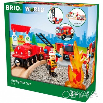 Дитяча залізниця BRIO Пожежна станція 
 Кількість елементів- 18 шт 
Батарейки LR. . фото 1