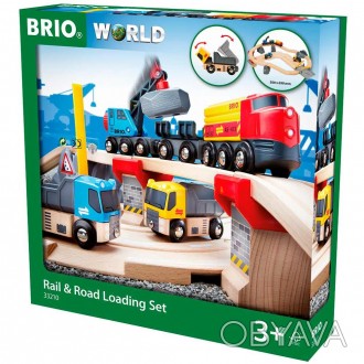 Дитяча залізниця BRIO з переїздом і вантаженням
Розмір залізниці 50*69 см 
Вік д. . фото 1