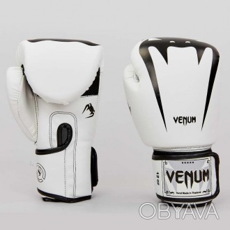 Перчатки боксерские Венум:
Материал: искусственная кожа (FLEX)
Цвет: Белый с ч. . фото 1