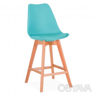 Барный стул, высокий, табурет, неповоротный, сиденье из пластика, деревянные нож. . фото 1
