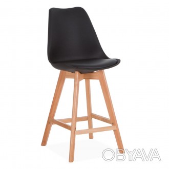 Барный стул, высокий, табурет, неповоротный, сиденье из пластика, деревянные нож. . фото 1