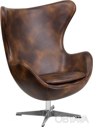 Кресло дизайнерское, replica EGG, материал кожзам, цвет черный, механизм наклона. . фото 1