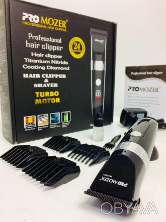 Профессиональная машинка для стрижки волос Mozer MZ 9831 Pro Черная + Щёточка дл. . фото 1