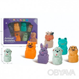 Игрушка для купания 1029 животные, набор 6шт, 7,5см,брызгалка, в кор-ке, 27,5-21. . фото 1