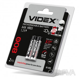 Аккумулятор Videx AAA 800 mAh NI-MH имеет никель-металлогидридную основу и не по. . фото 1