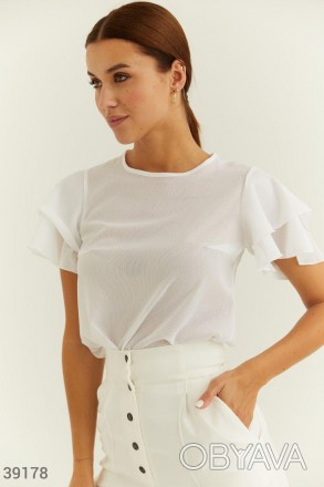 Доступные размеры: s, m, l, xl Полупрозрачная белая блуза из воздушного шифона с. . фото 1