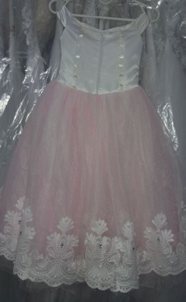 Детское нарядное платье "Линта" (кремово-розовое) - моднейшее пышное к. . фото 6