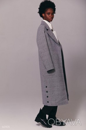 Доступные размеры: s, m, l Трендовое двубортное пальто прямого кроя, выполненное. . фото 1