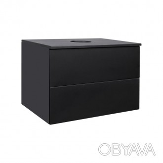 Подвесная тумба Qtap Tern 700х476х469 Matt black со столешницей QT1779TPL702MB в. . фото 1