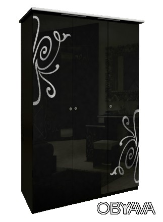 
Трехдверный шкаф Богема без зеркал
Извилистый орнамент в цвете металлик на черн. . фото 1