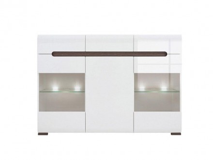 Буфет KOM2W1D3S/10/15 Ацтека 150х41х104 см БРВ-Украина Глянец Белый/Венге магия . Киев. фото 1