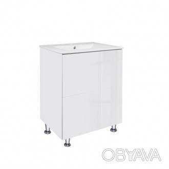 Комплект Qtap Tern 600х725х437 White тумба напольная + раковина врезная QT1771TN. . фото 1